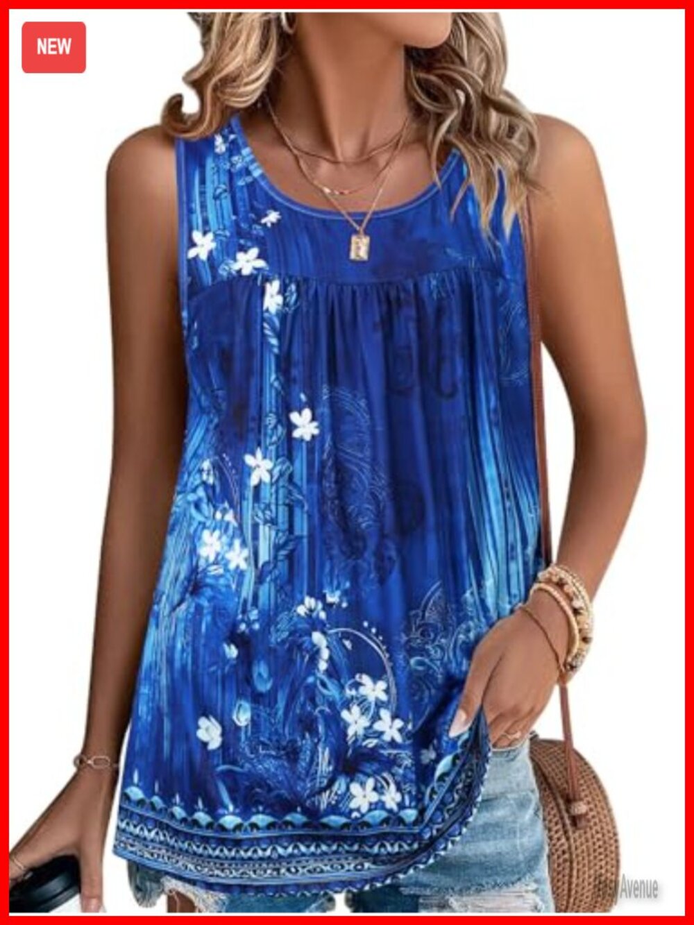 Womens Sleeveless Tank Top Scoop Neck Loose Fit Tunic Casual Summer